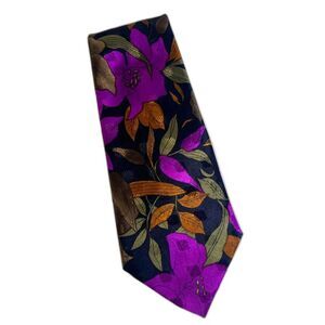 Mercedes Hand Made High Fashion Bold Floral Tie Career Business Wear 57"L x 4"W